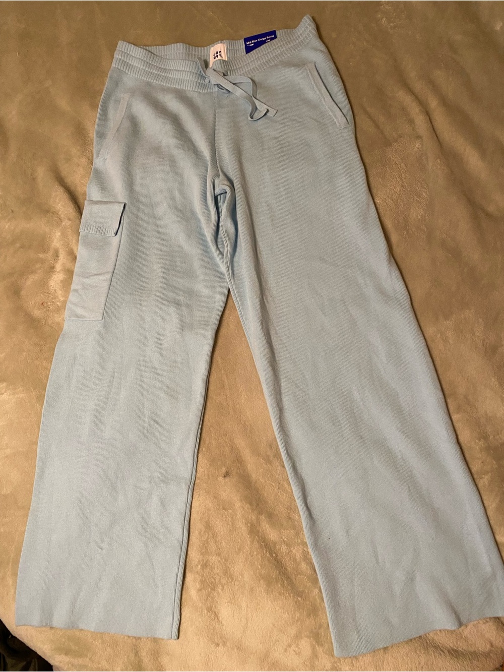 JoyLab Women's High-Rise Sweater Cargo Pants, M- Light Blue - Picture 3 of 8